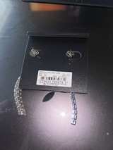 Silver-Tone Rhinestone Linear Drop Earrings - Image 2