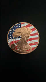 Copper American Flag Walking Liberty Round - Image 2