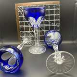 Nachtmann Bamberg Cobalt Blue Cut-to-Clear Wine Glasses - Image 2