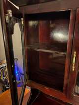 90’s Vintage Wooden Hutch Top Glass Doors Two levels with divots inside - Image 2