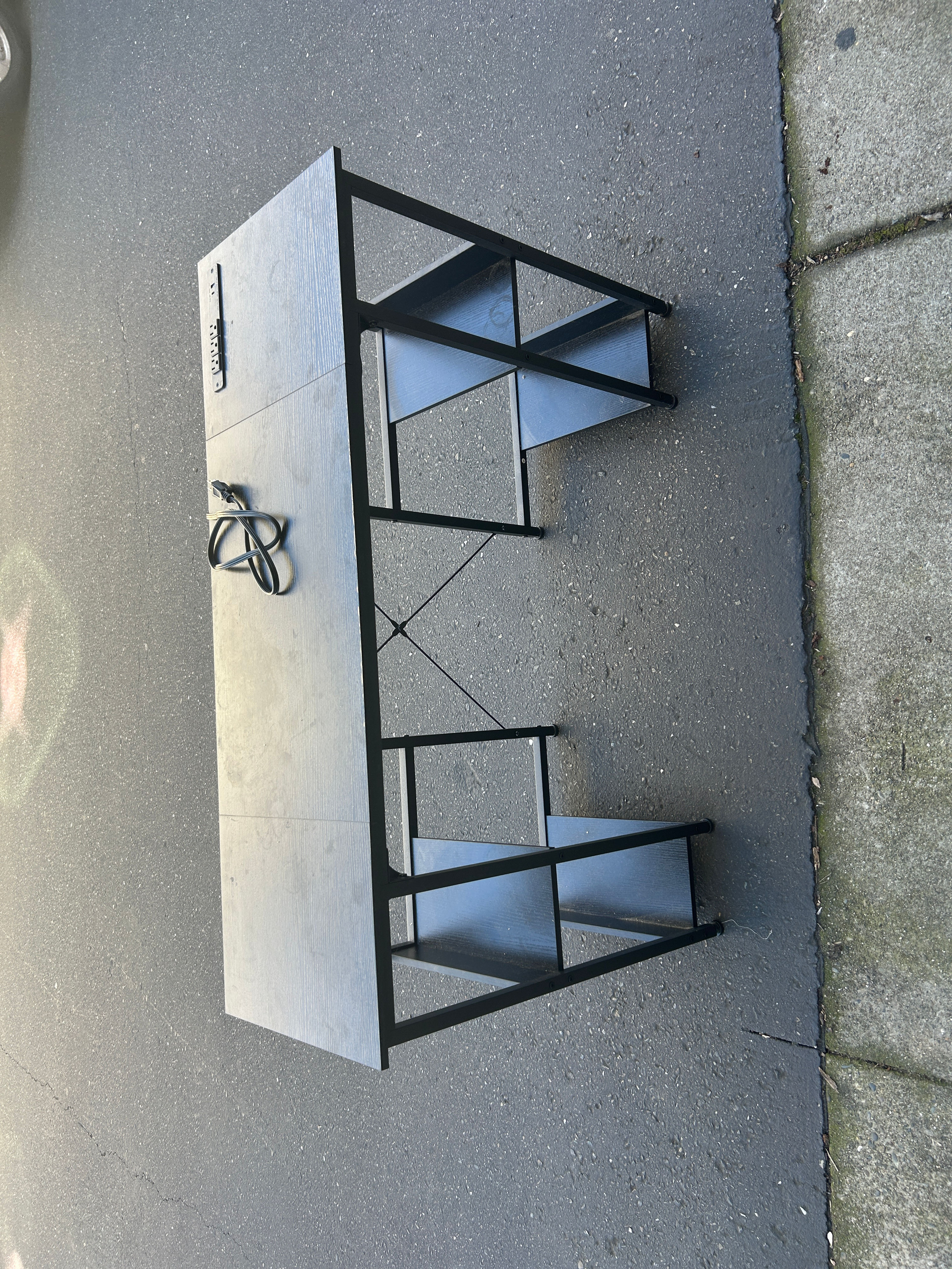 Computer Desk with Shelves and Power Outlet