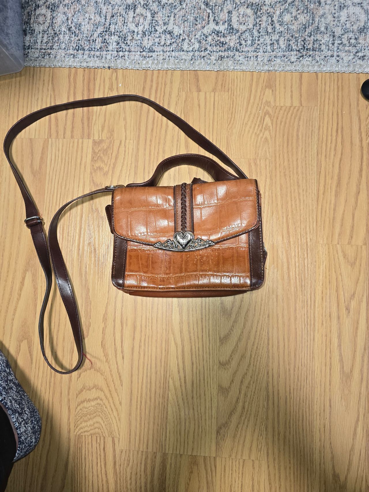 Brighton Croc Embossed Leather Handbag