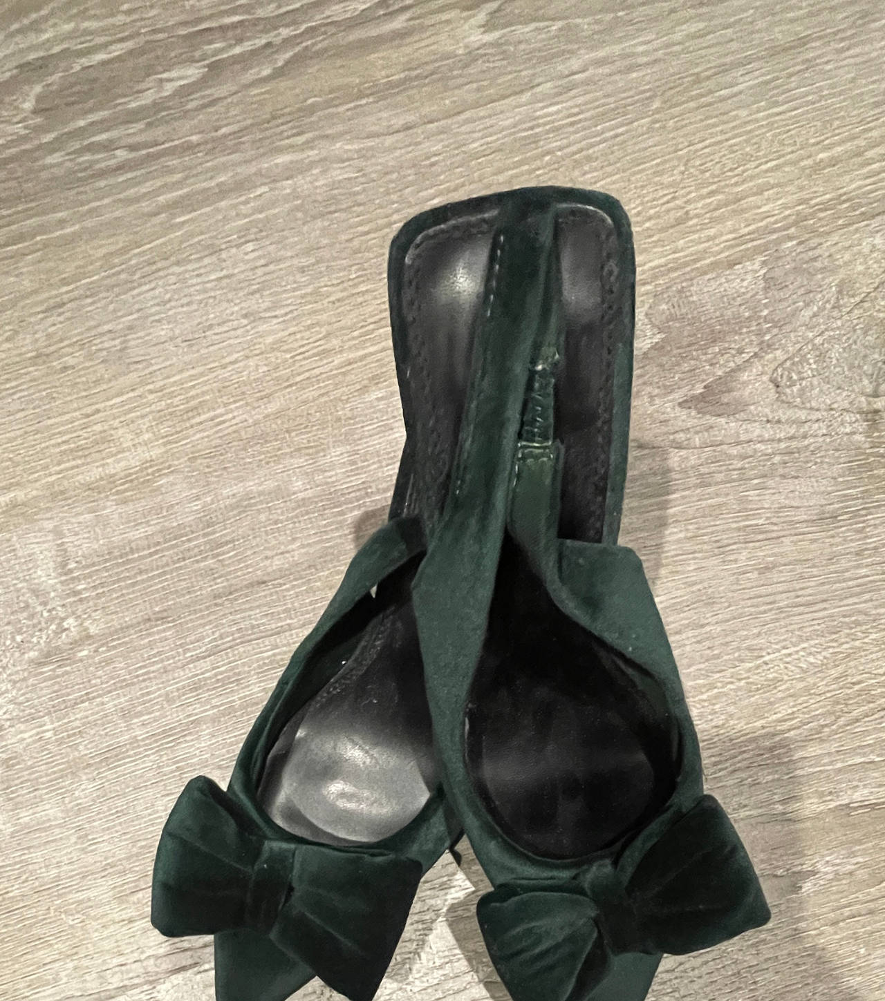 ASOS Emerald Green Velvet Slingback Bow Pumps