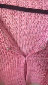 Pink Knit Cropped Knit Cardigan - Medium  - Image 3