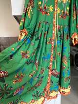Green Bohemian Maxi Dress with Bird and Floral Print Size Medium - Image 4