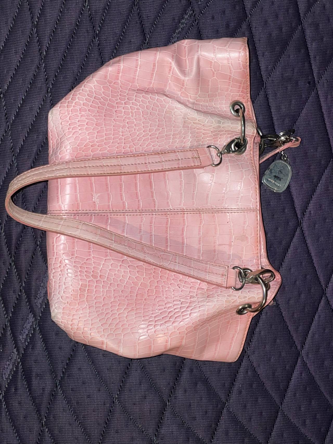 Nine West Pink Croc Embossed Shoulder Bag