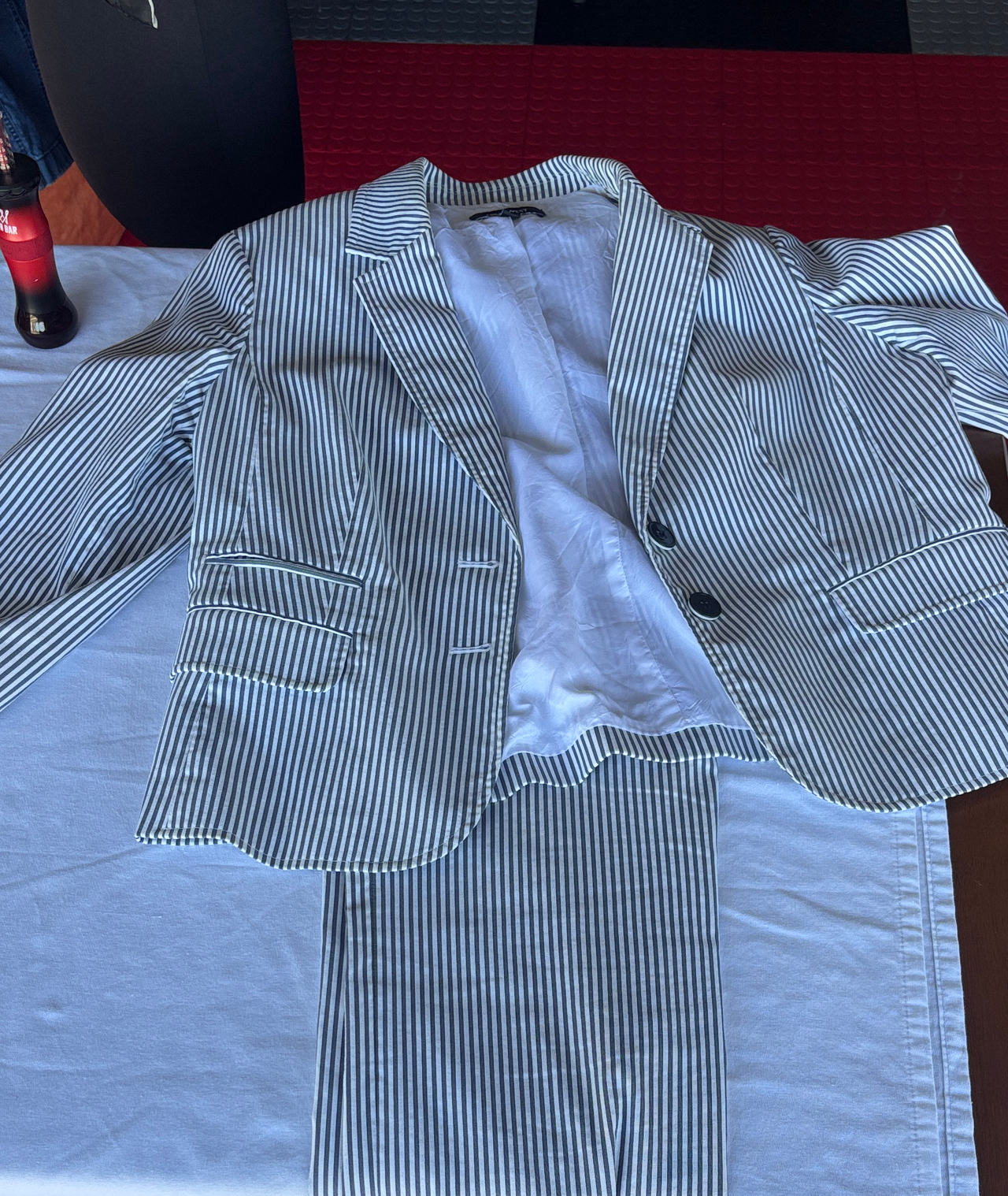 Ann Taylor Seersucker Striped Suit
