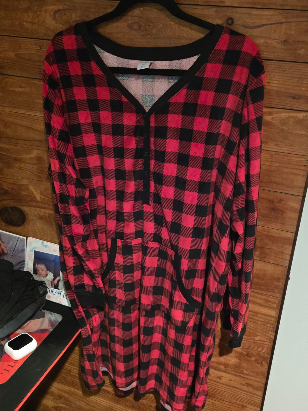 Red and Black Buffalo Plaid Fleece Nightgown