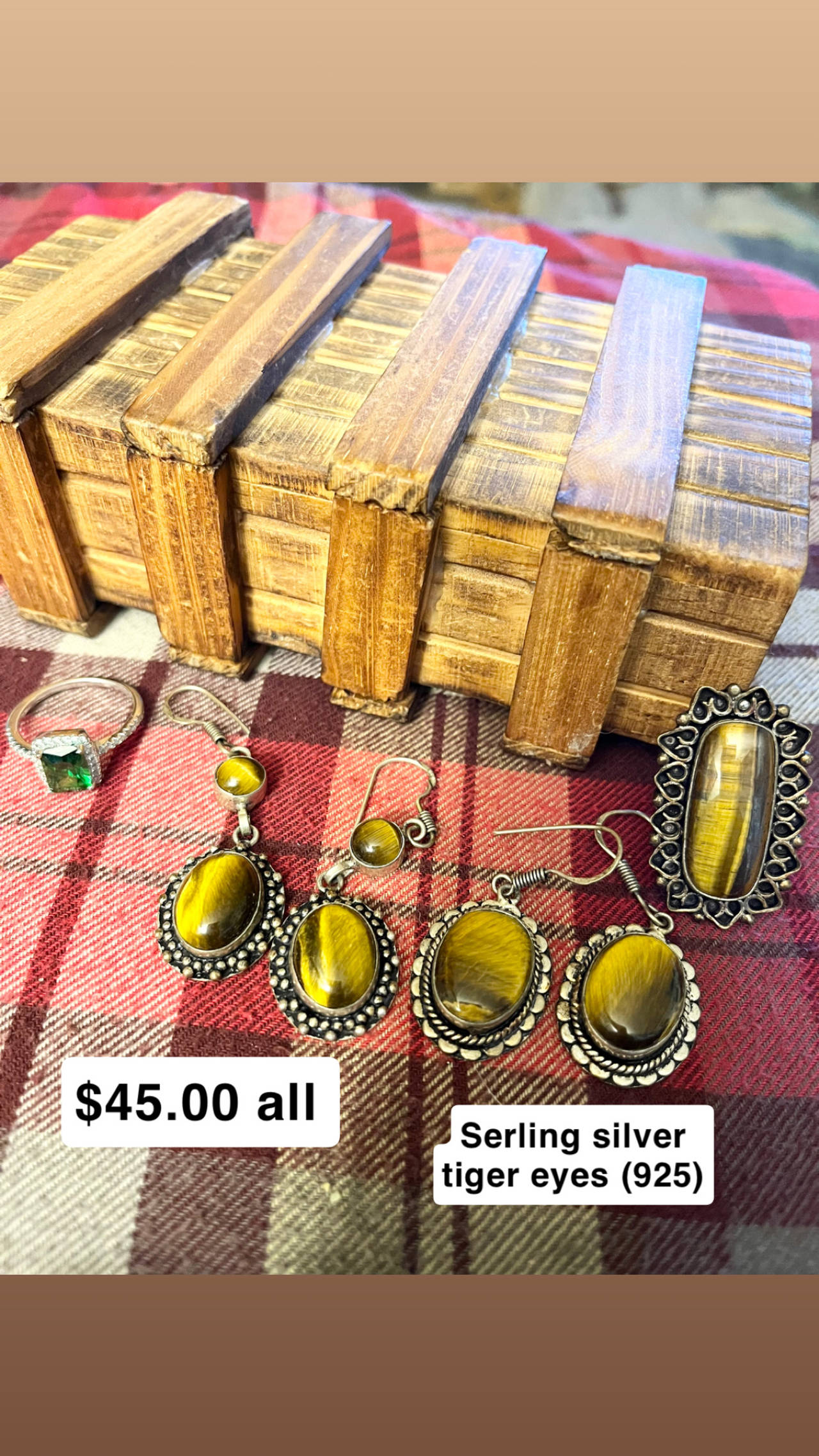 Sterling Silver Tiger Eye Jewelry Set