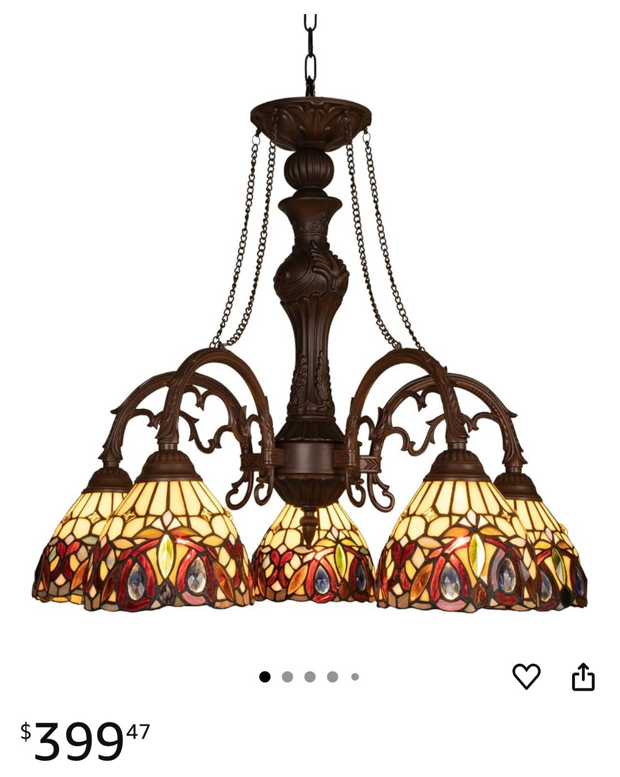 Tiffany Style Stained Glass Chandelier