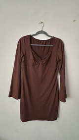 Long Sleeve Brown Mini Dress - Image 1