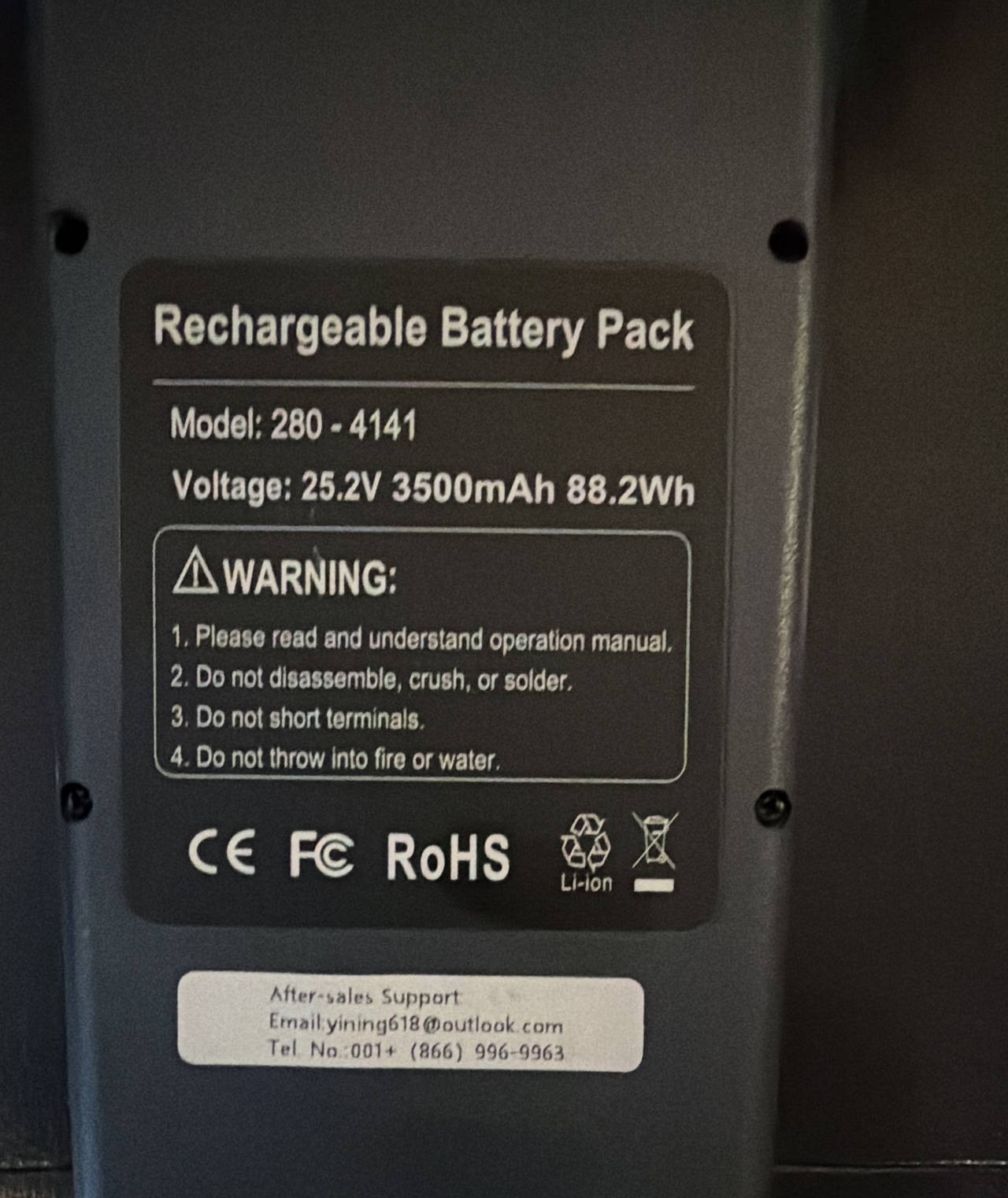 280-4141 Rechargeable Battery Pack 25.2V 3500mAh