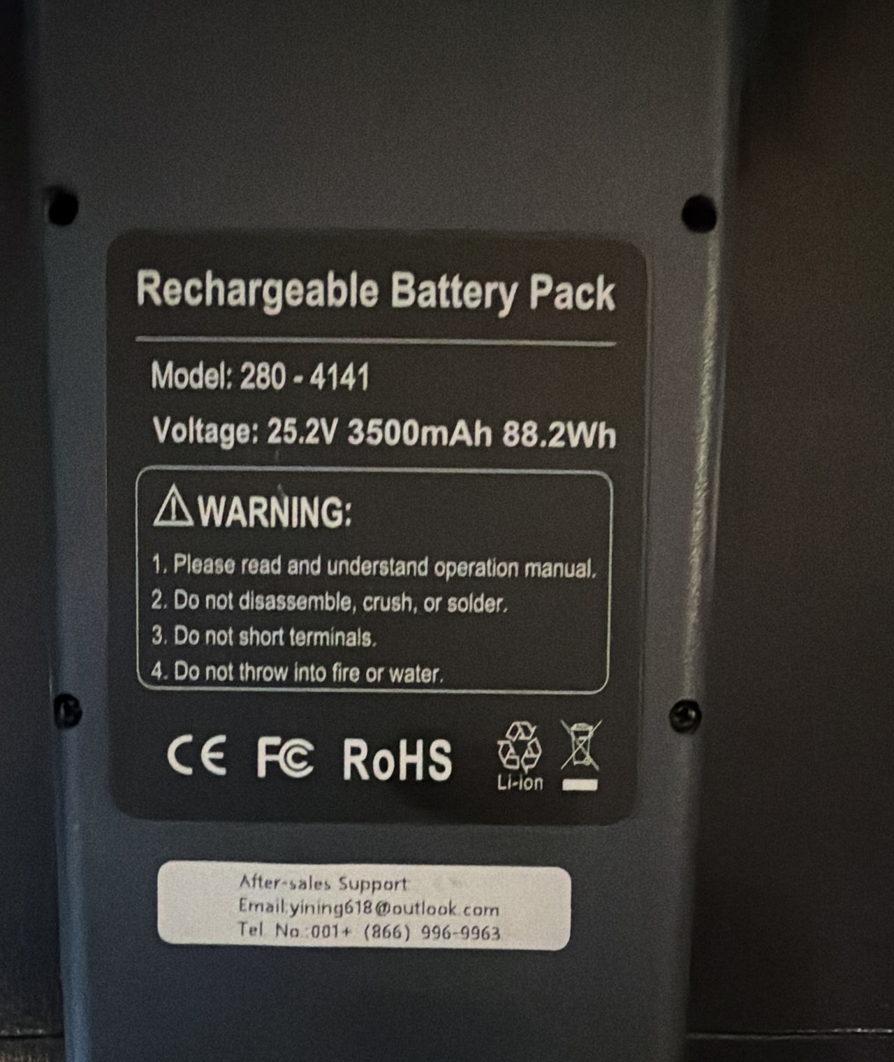 280-4141 Rechargeable Battery Pack 25.2V 3500mAh