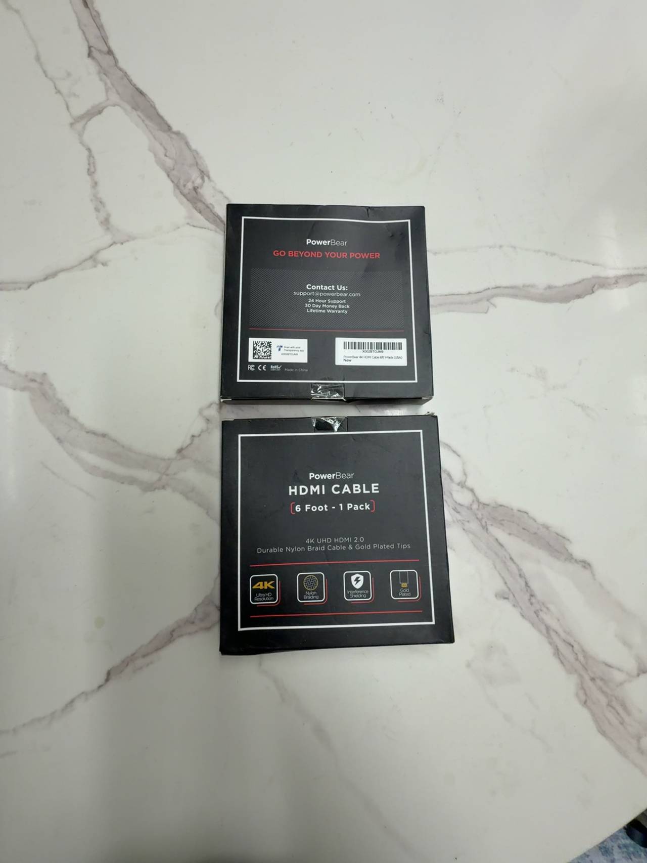 Two PowerBear HDMI Cable 6ft Braided Gold-Plated $7 each or $10 for both