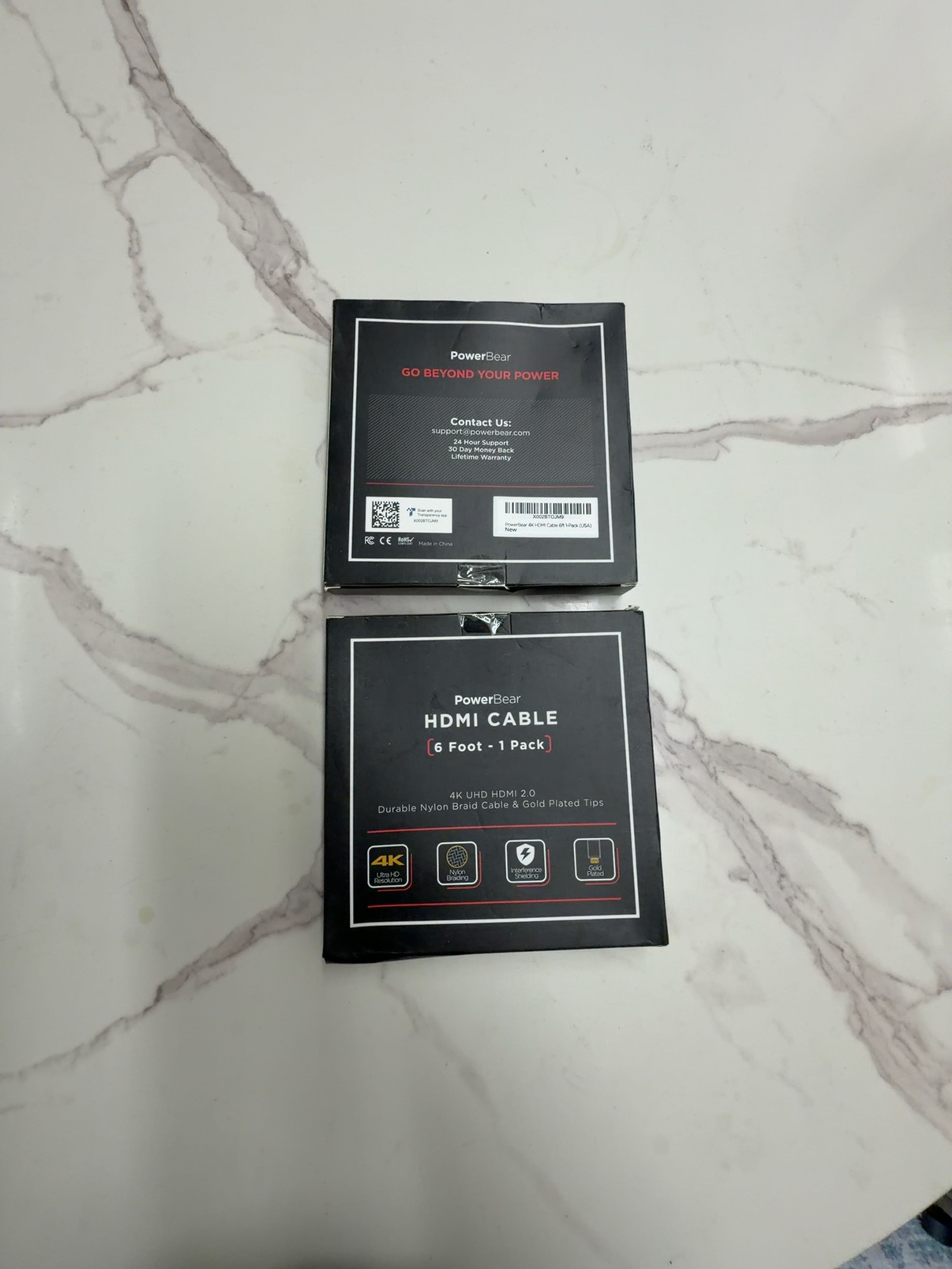 Two PowerBear HDMI Cable 6ft Braided Gold-Plated $7 each or $10 for both