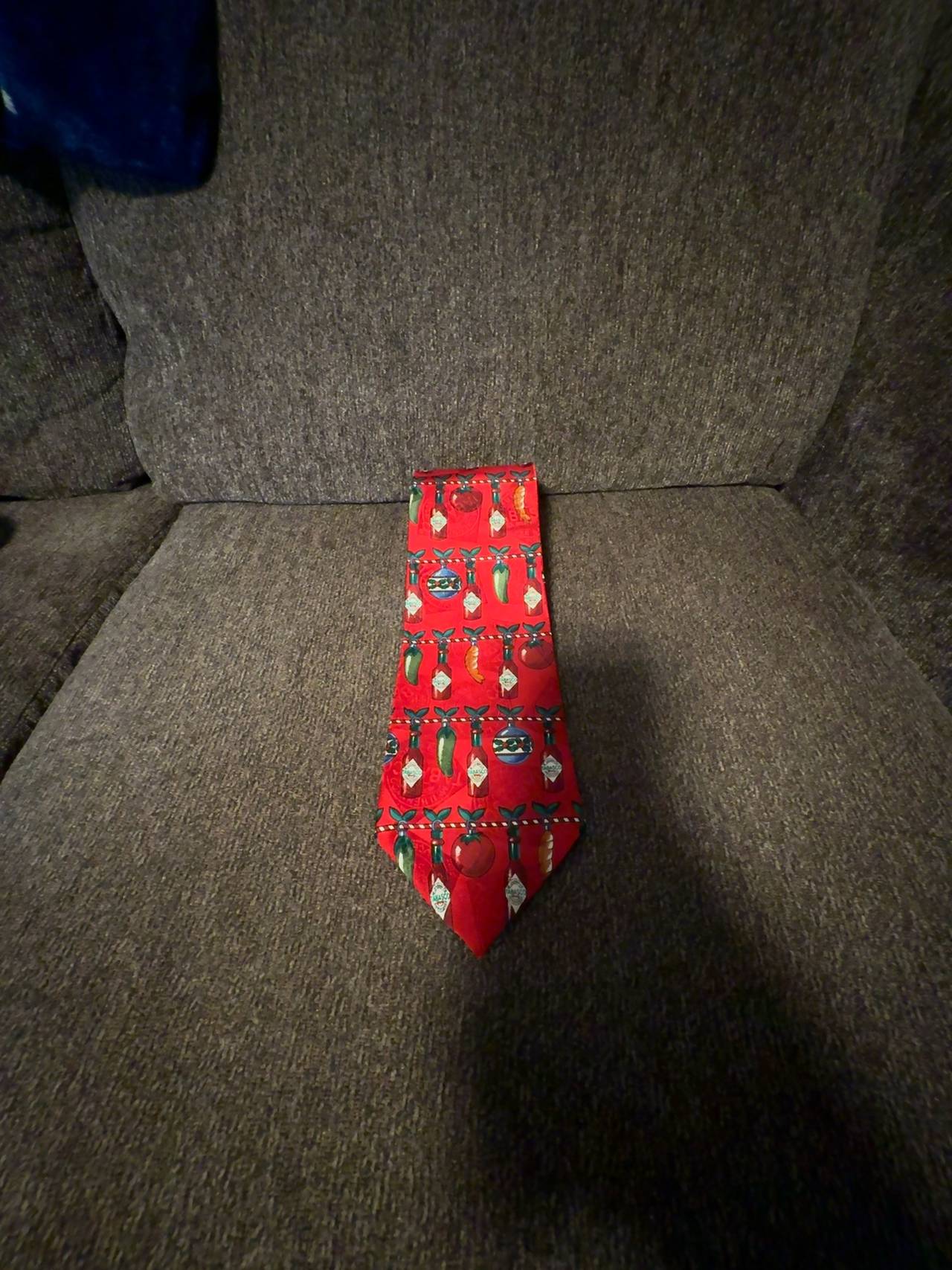 Tabasco Silk Necktie Red Novelty Christmas Pattern