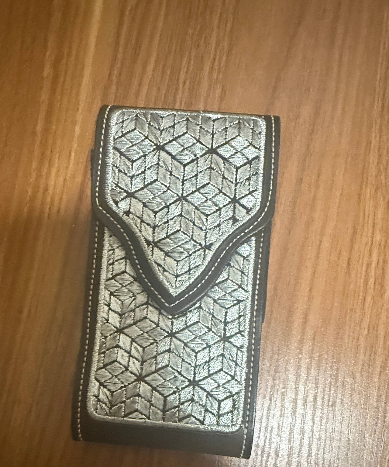 Geometric Leather Phone Holster Pouch