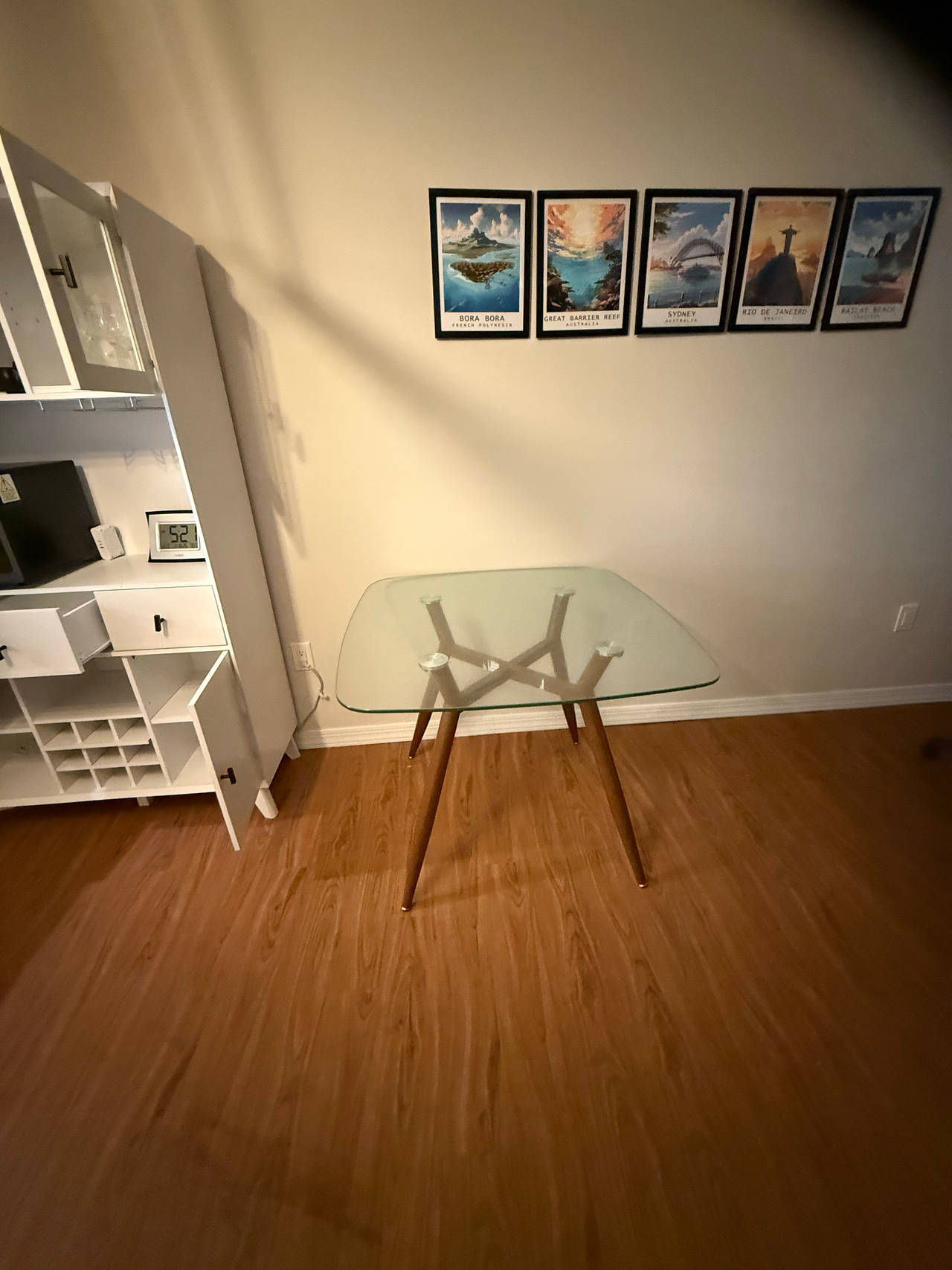Mid-Century Modern Glass Top Dining Table