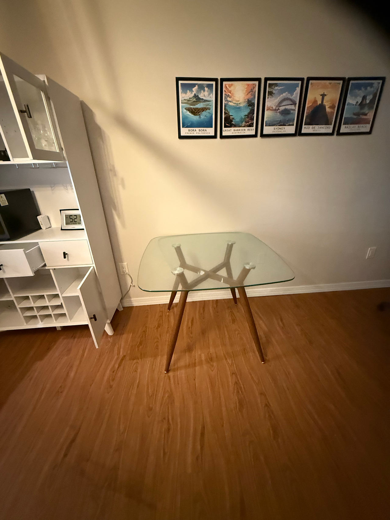 Mid-Century Modern Glass Top Dining Table