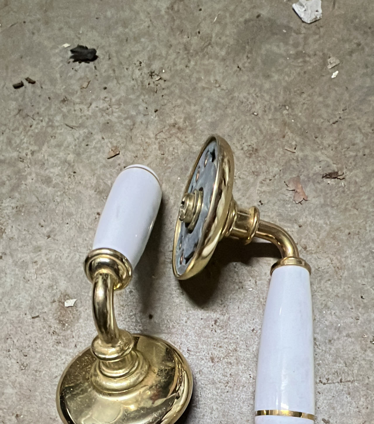 Brass and Ceramic Lever Door Handles