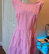 Pink Tiered Cap Sleeve Midi Dress - Image 1