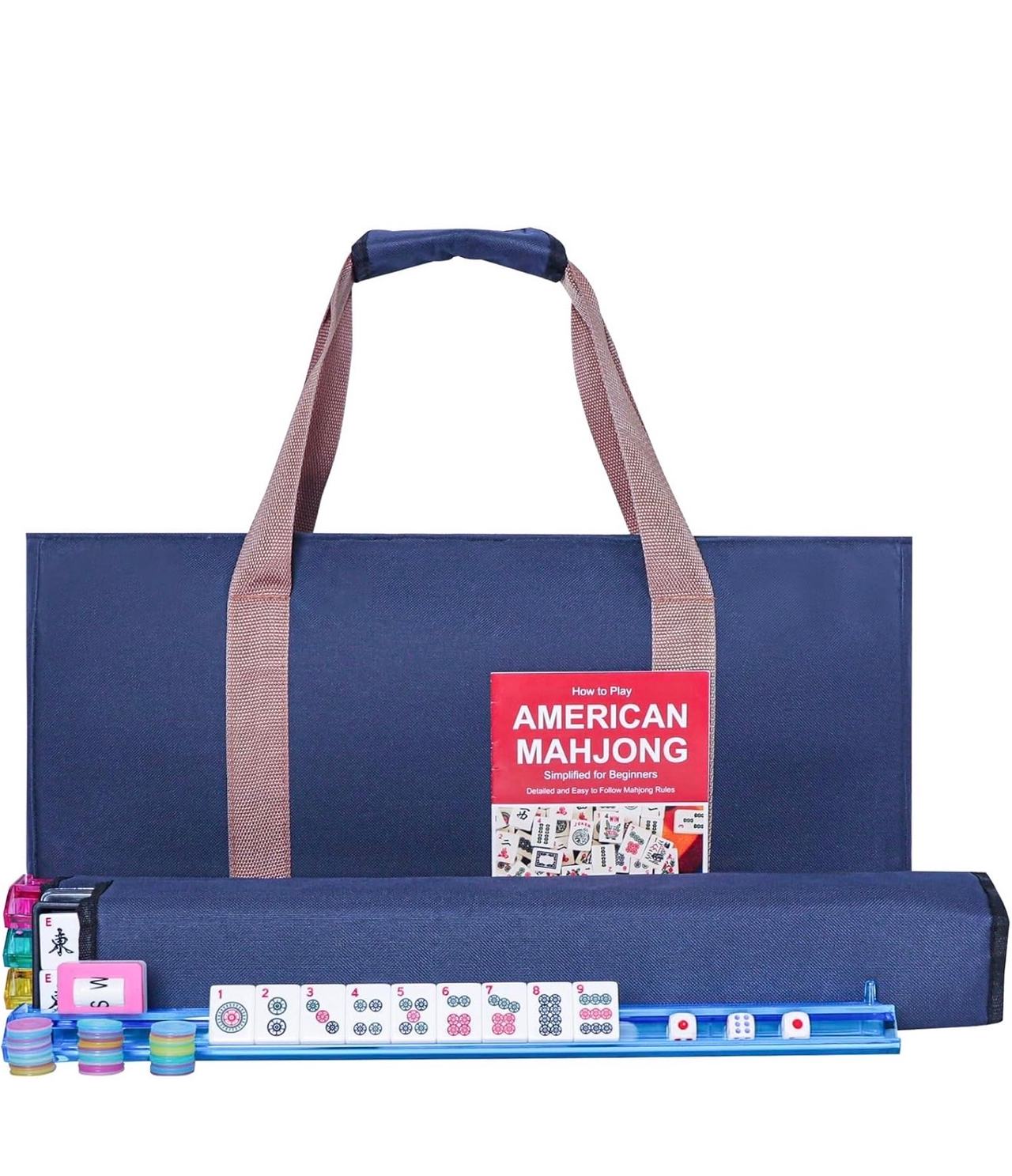 GUSTARIA American Mahjong, 166 Premium White Tiles, 4 All-in-One Colored Shelves