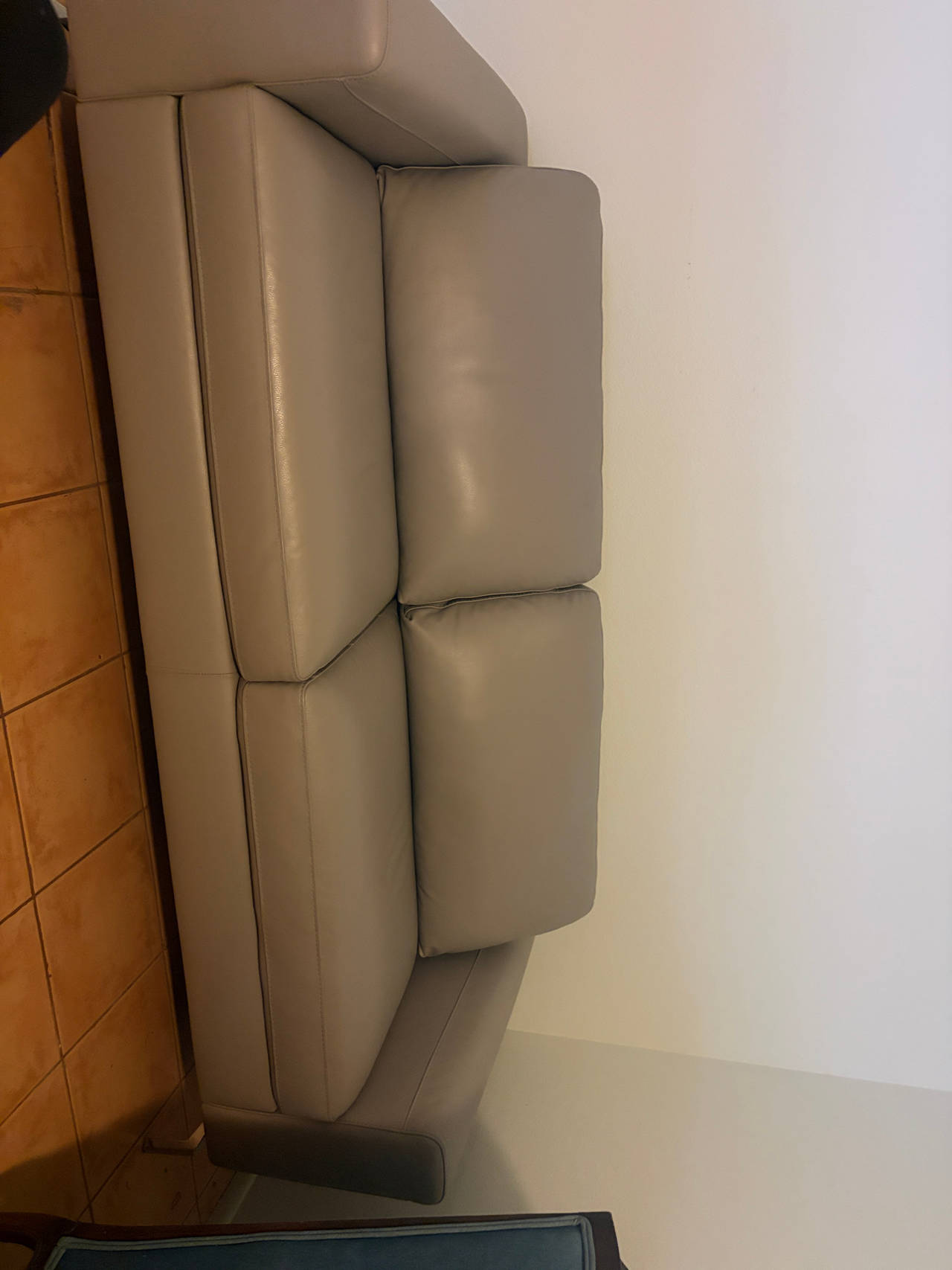 Copenhagen Grey Leather Loveseat
