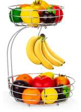 Auledio 2-Tier Countertop Fruit Vegetables Basket Bowl Storage Banana Hanger - Image 1