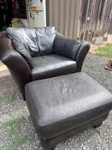 Leather Armchair and Ottoman Set - Image 1