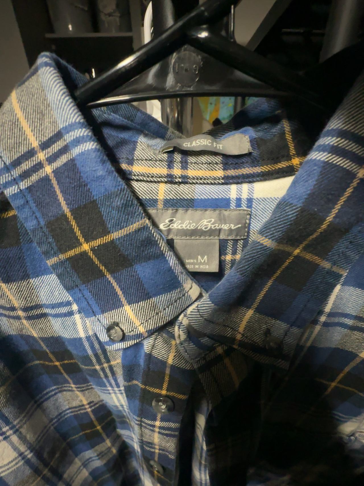 Eddie Bauer Blue Plaid Flannel Shirt