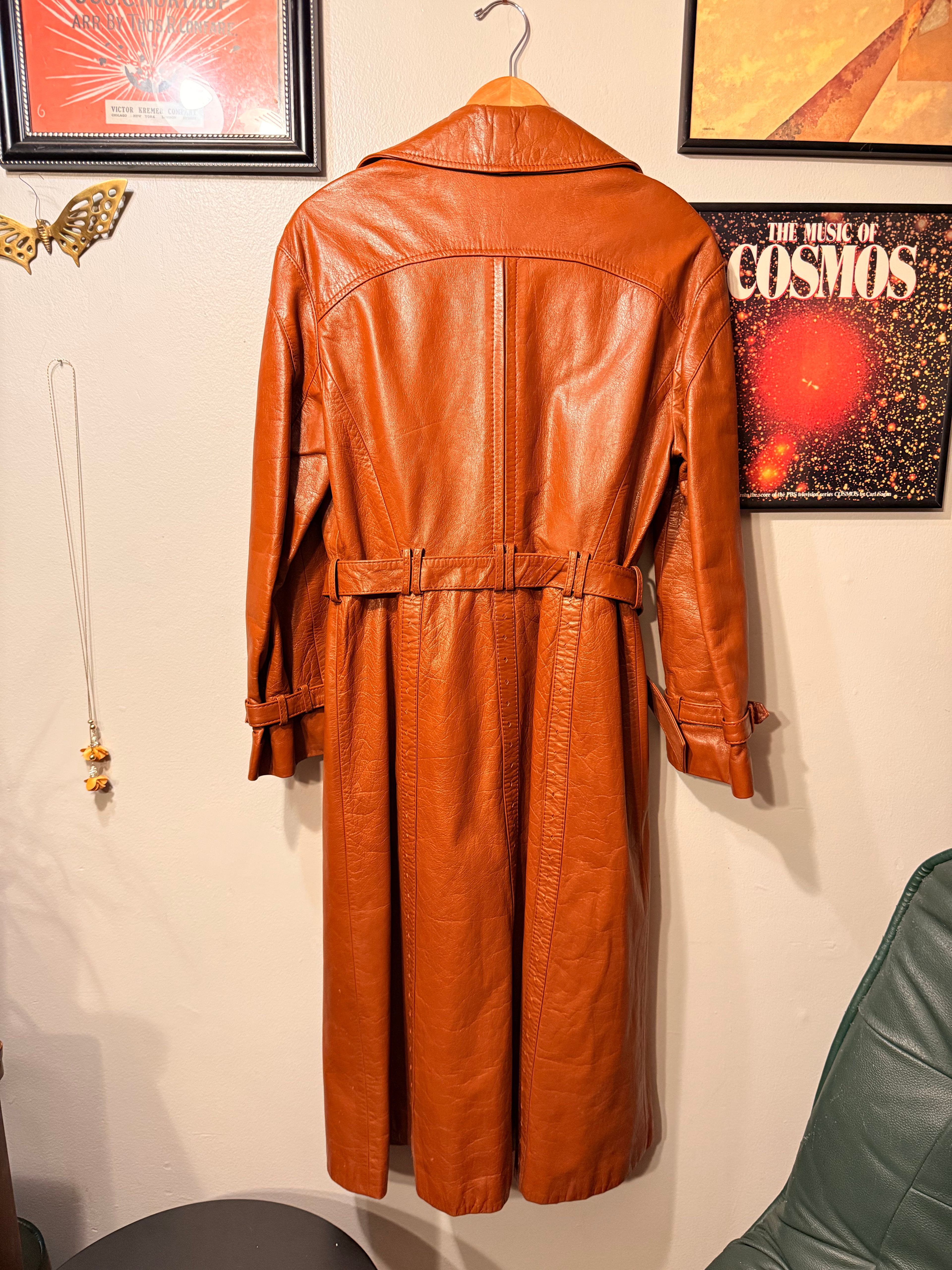 Montgomery Ward Vintage 70s Women's Leather Trench Coat - Image 6