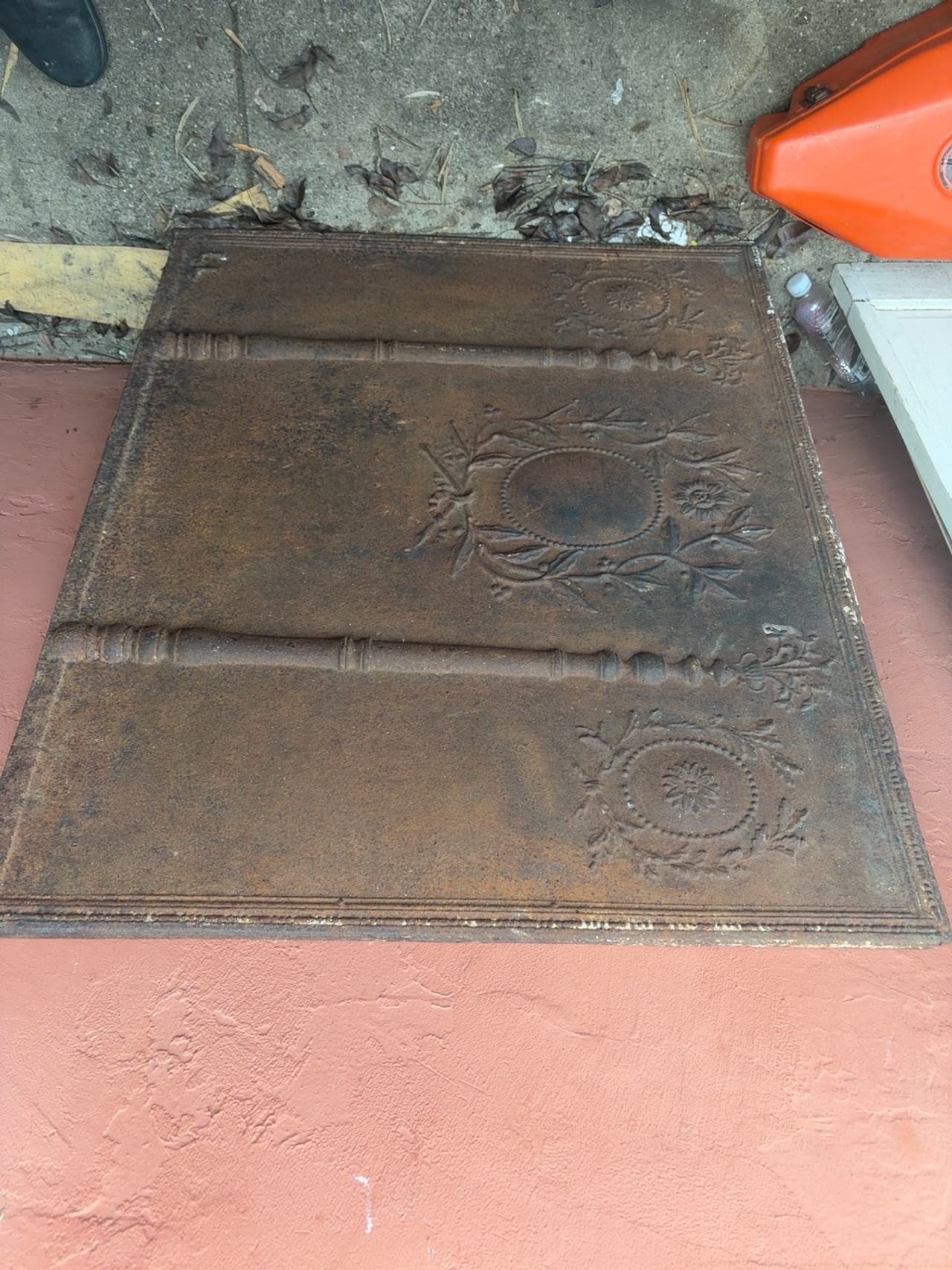 Antique Cast Iron Fireback Plate