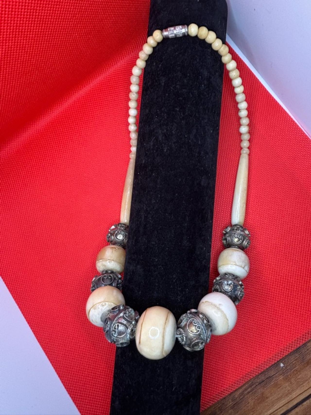 Handmade Vintage Bone Bead Necklace