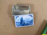 Vintage Blue and White Nautical Ship Metal Tin - Image 3