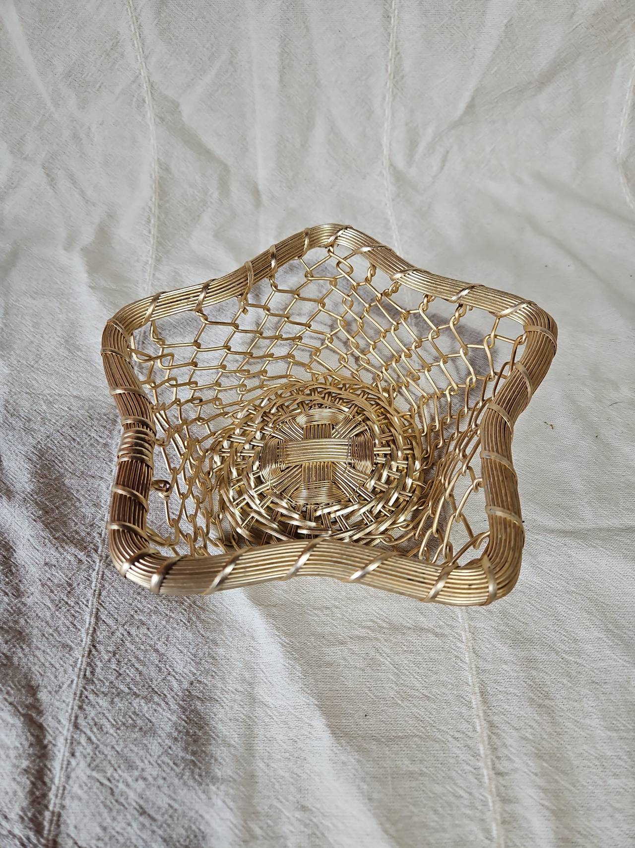 Vintage Brass Wire Star Basket