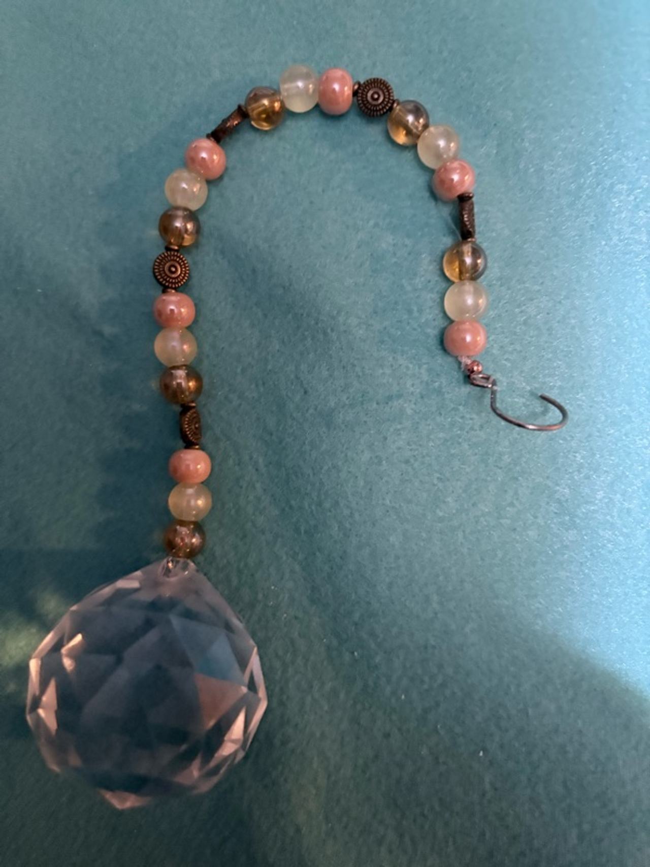 Rose Quartz Crystal Prism Suncatcher Rainbow Maker