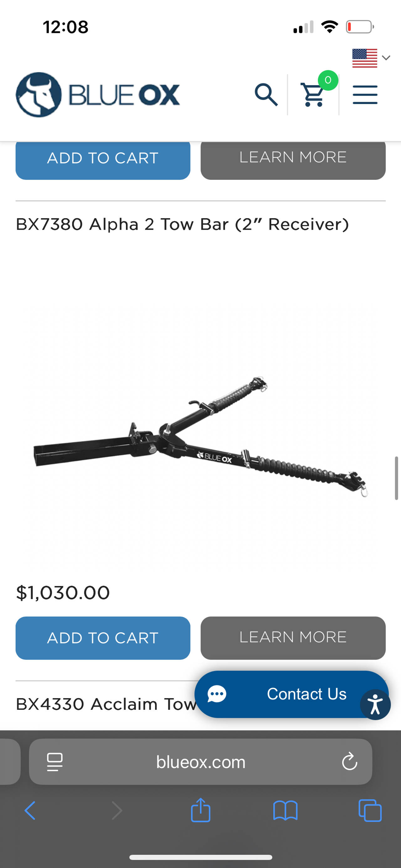 Blue Ox Alpha 2 Tow Bar