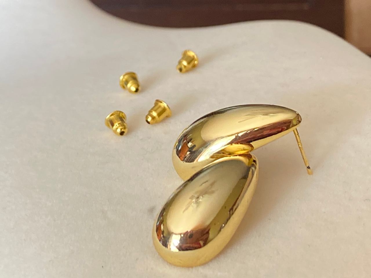 Gold Chunky Teardrop Earrings Bottega Dupe