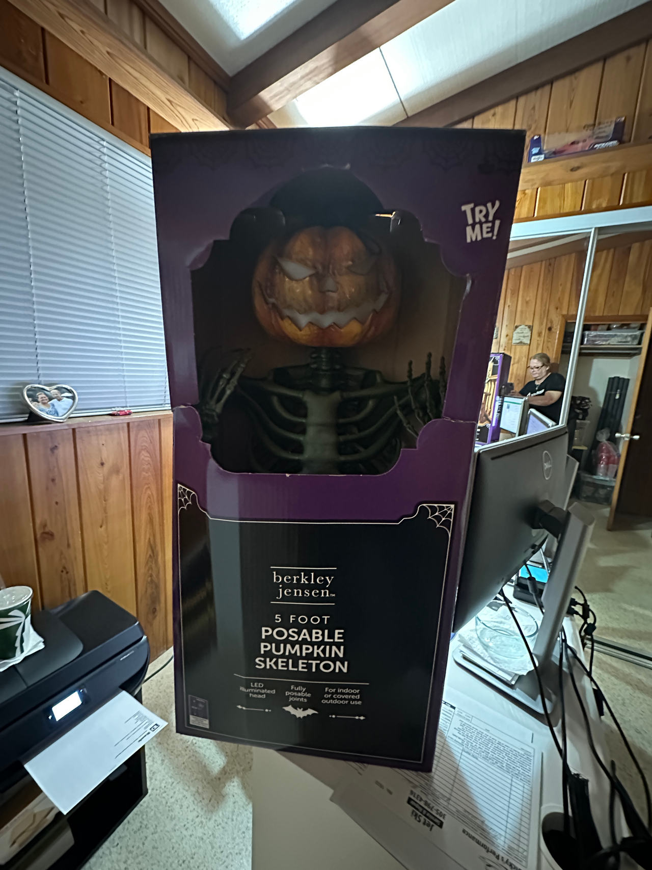 Berkley Jensen 5 Foot Posable Pumpkin Skeleton
