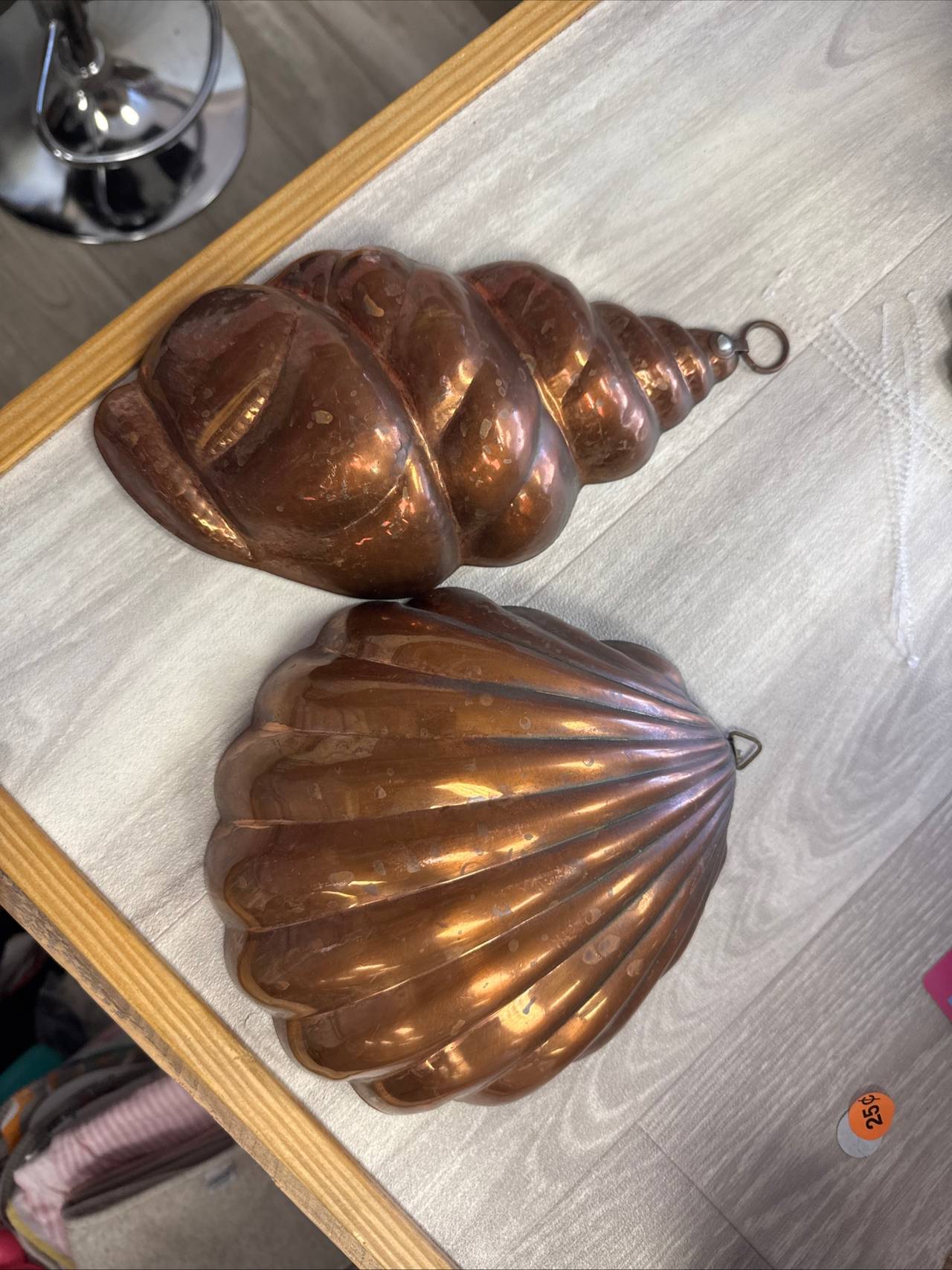 Vintage Copper Shell and Conch Food Molds Lot of 2