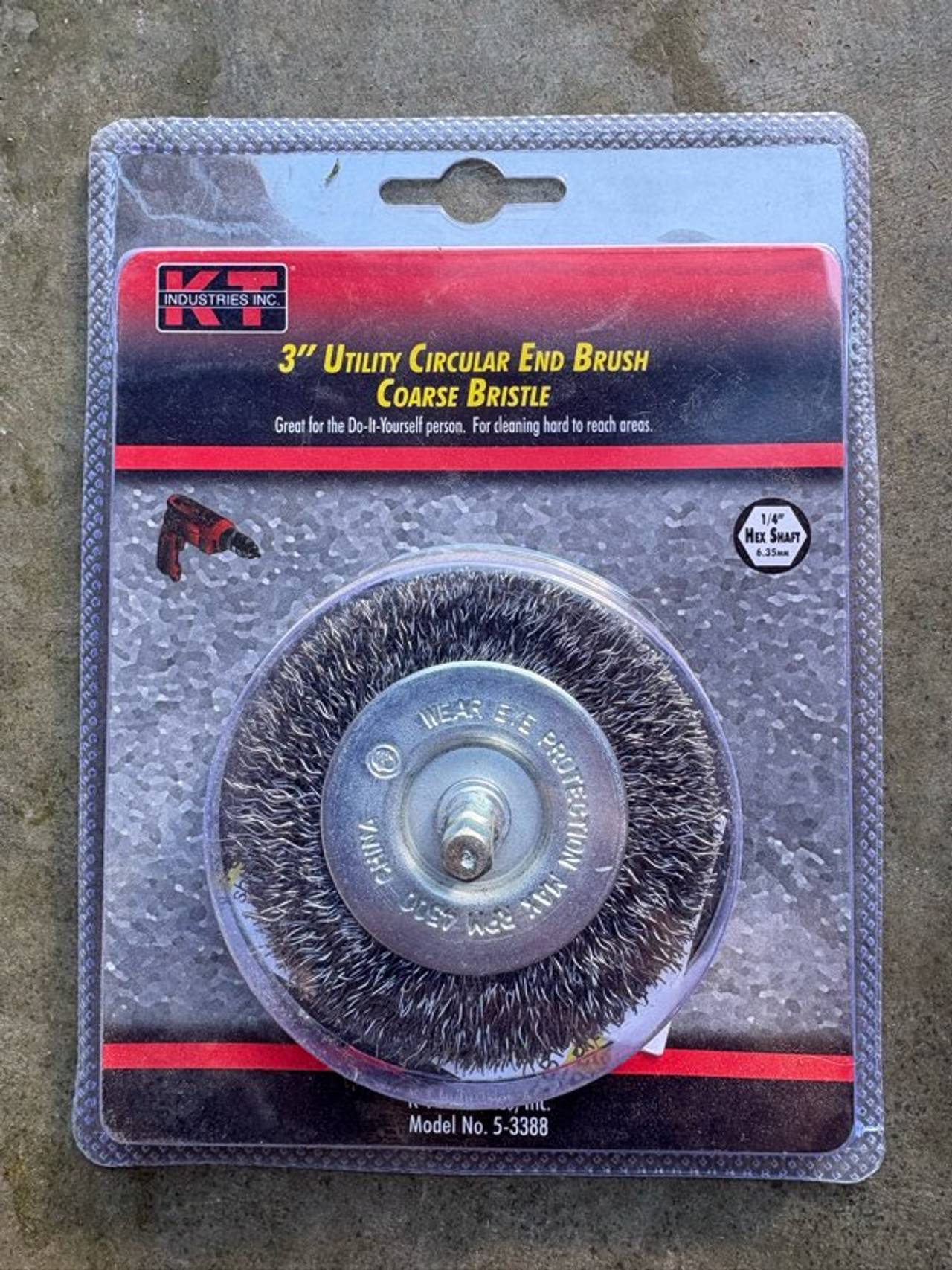KT Industries 3" Utility Circular End Brush Coarse Bristle