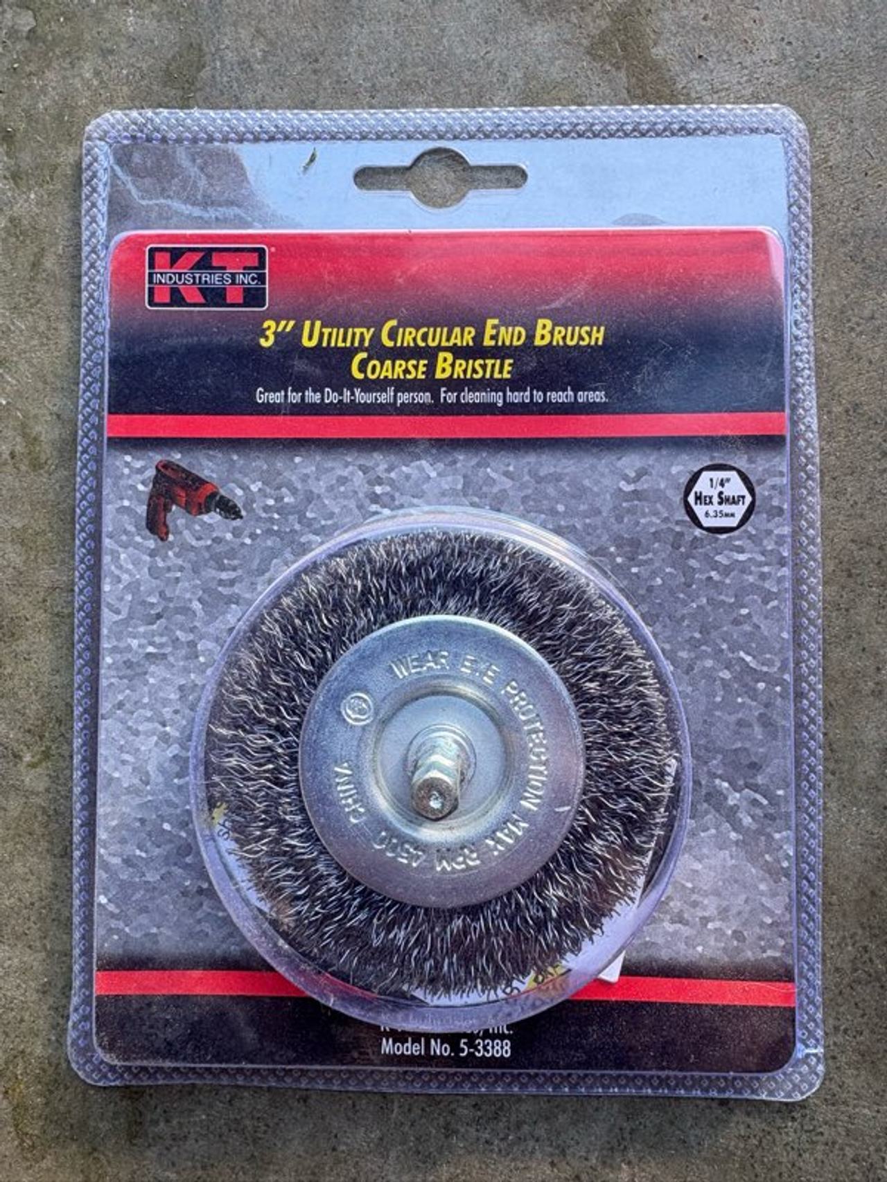 KT Industries 3" Utility Circular End Brush Coarse Bristle