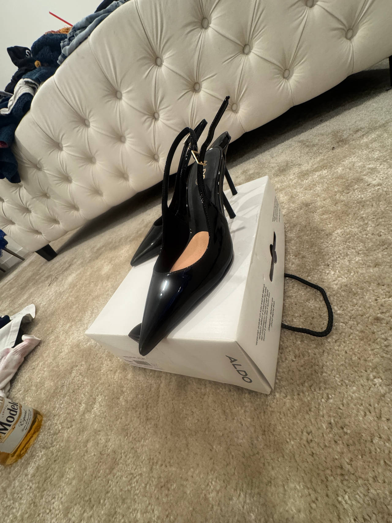 ALDO Black Patent Slingback Heels
