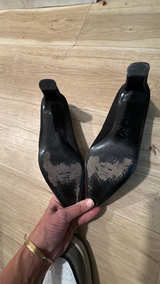 St. John Black Satin Pump with Sequin Trim - Image 3