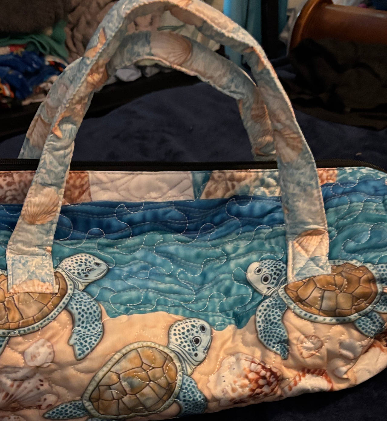 Quilted Sea Turtle Duffel Bag Handbag