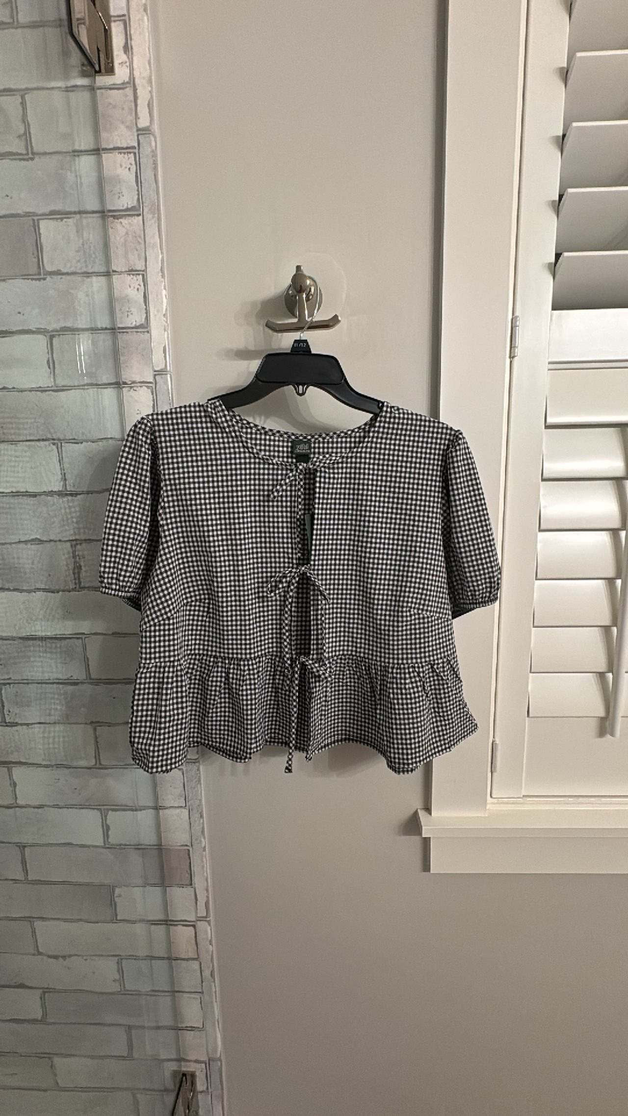 Gingham Peplum Blouse