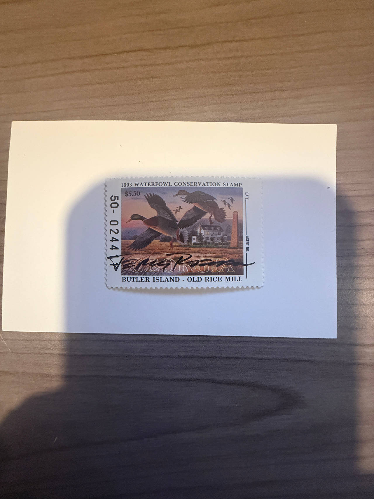 1993 Georgia Waterfowl Conservation Stamp Butler Island Old Rice Mill signed