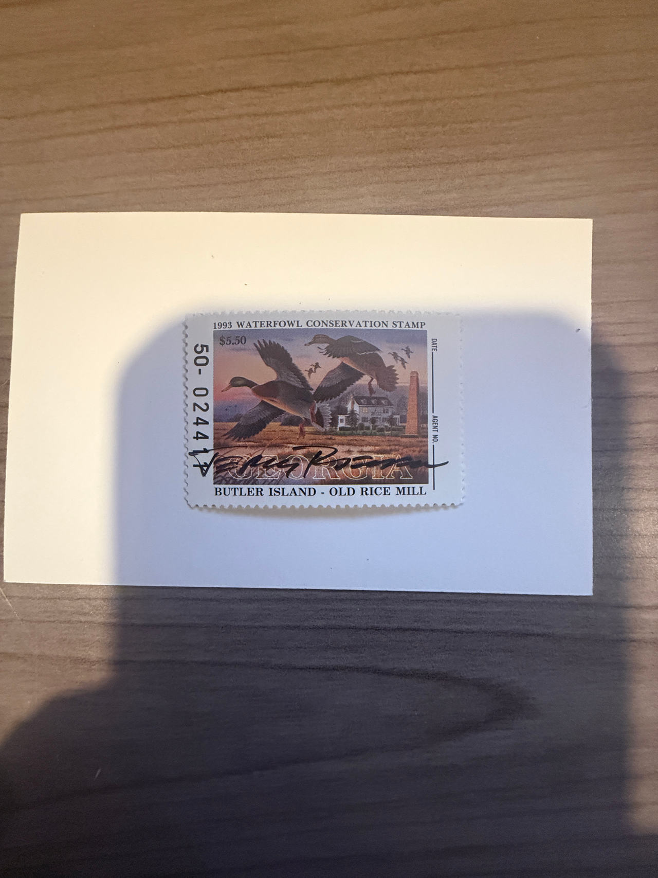 1993 Georgia Waterfowl Conservation Stamp Butler Island Old Rice Mill signed