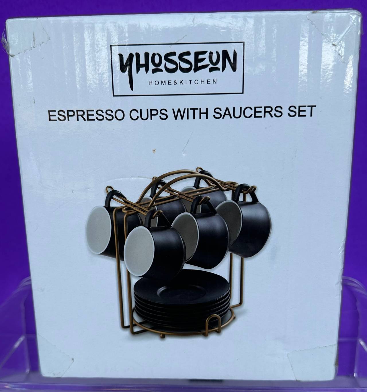 Yhosseun Espresso Cups with Saucers Set with Stand