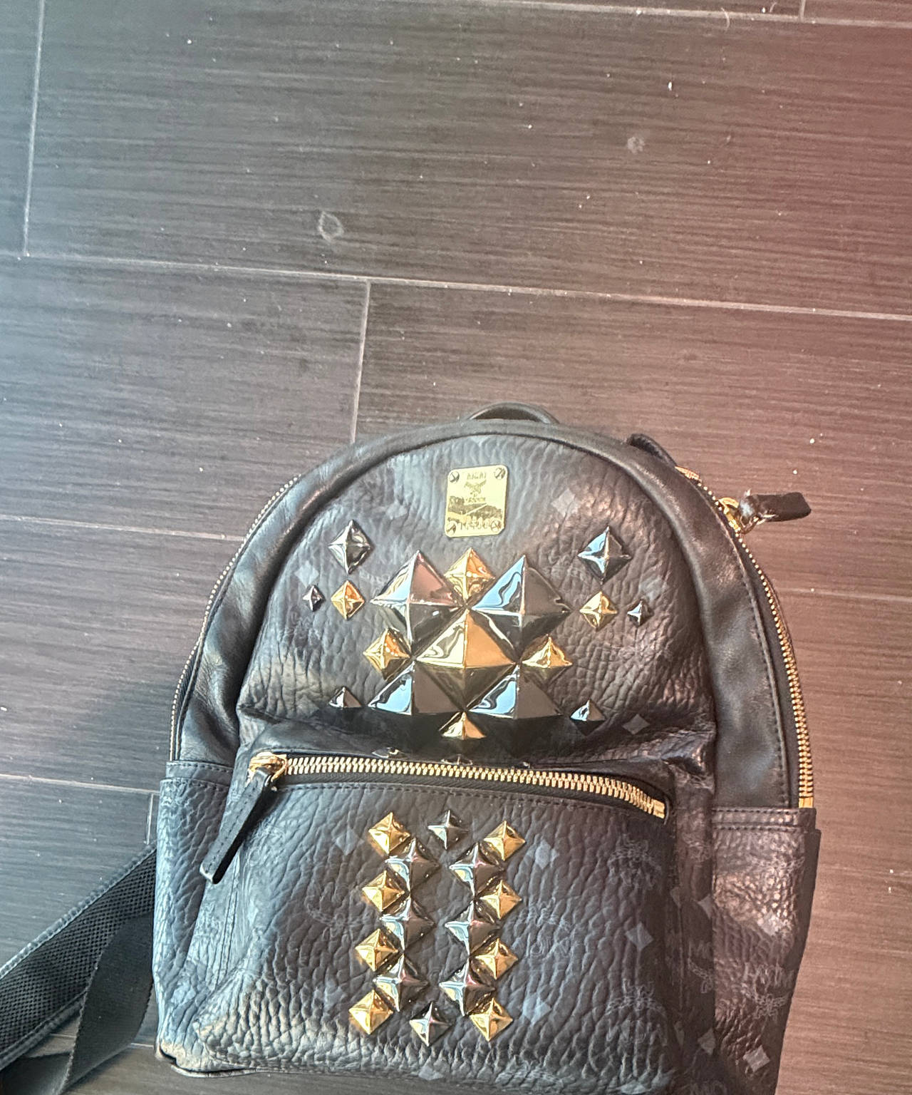 MCM Stark Backpack with 3D Studs Black Visetos